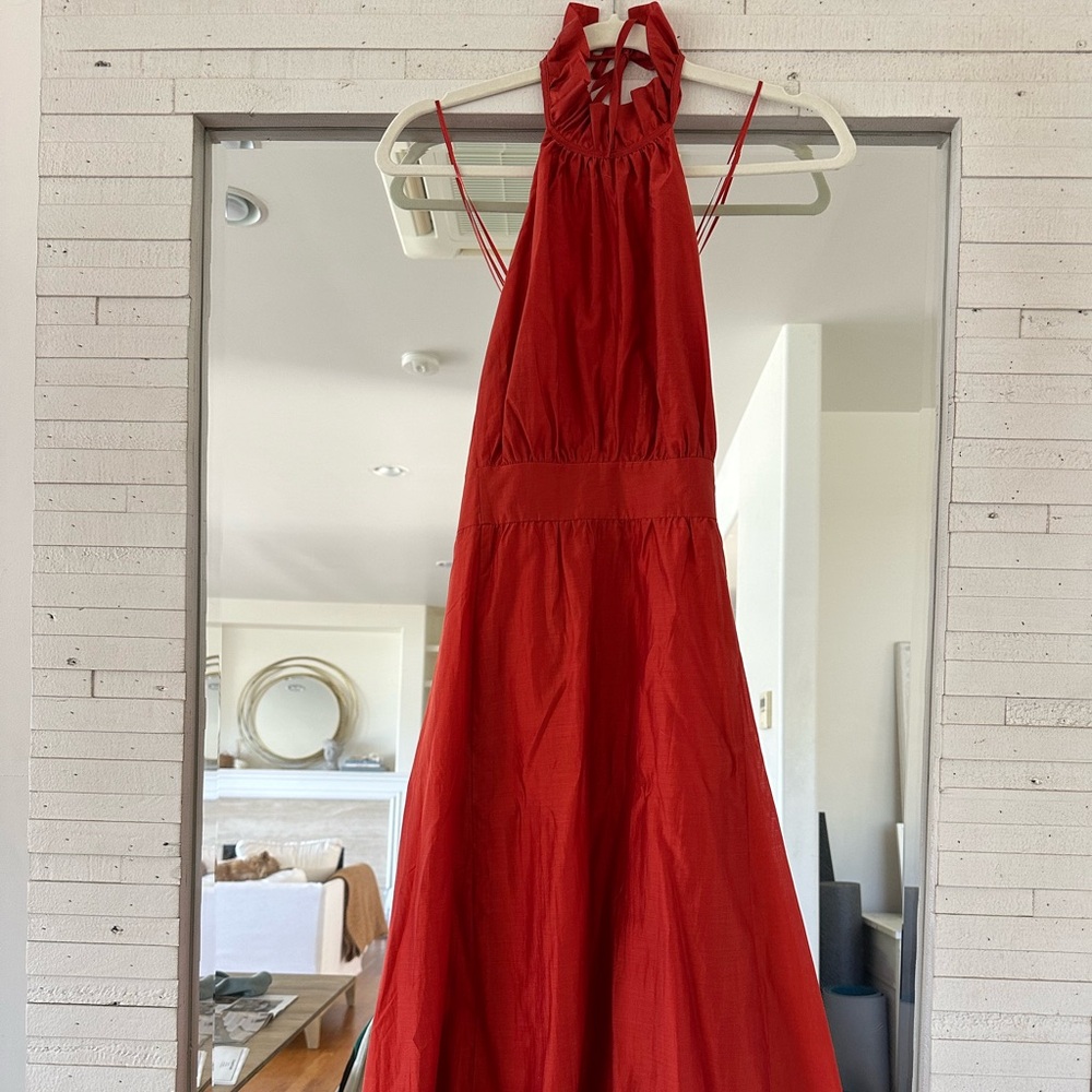 Elegant Red Halter Dress